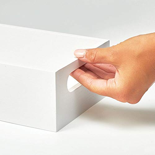 mDesign Juego de 2 cajas organizadoras con asas – Práctico cajón de madera para almacenar alimentos, especias, nueces o botellas – Organizador de cocina abierto en madera de bambú – blanco