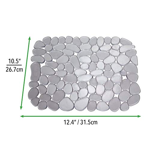 mDesign Juego de 2 protectores de fregadero – Alfombrillas escurreplatos de PVC – Protectores de plástico recortables para evitar arañazos en el fregadero – Diseño de guijarros – gris grafito