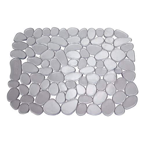 mDesign Juego de 2 protectores de fregadero – Alfombrillas escurreplatos de PVC – Protectores de plástico recortables para evitar arañazos en el fregadero – Diseño de guijarros – gris grafito