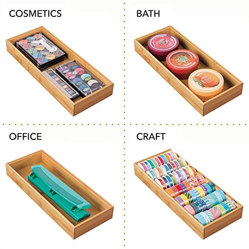 mDesign Juego de 2 separadores de cajones para la cocina – Organizadores para cajones modulares para cubertería y más – Cubertero de bambú para cajones de cocina – marrón claro