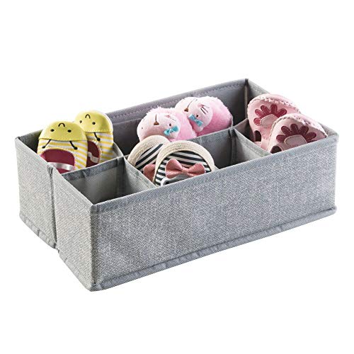 mDesign Juego de 3 cajones organizadores para cosas de bebé, calcetines, baberos y más – Organizador de bebé en polipropileno – Caja para guardar juguetes y artículos de bebé con 8 divisiones – gris