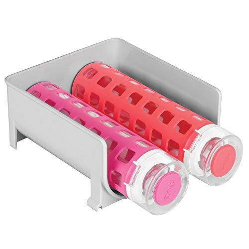 mDesign Moderno Estante para Botellas – Botellero apilable para Botellas de Agua y cantimploras – Elegante vinoteca para la Cocina y la despensa – Gris Claro