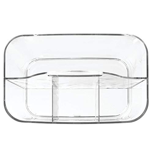 mDesign organizador plástico con 4 compartimentos para su lavadero - Cesta organizadora en color transparente provista de asa para un cómodo transporte - Organice todos sus productos de limpieza