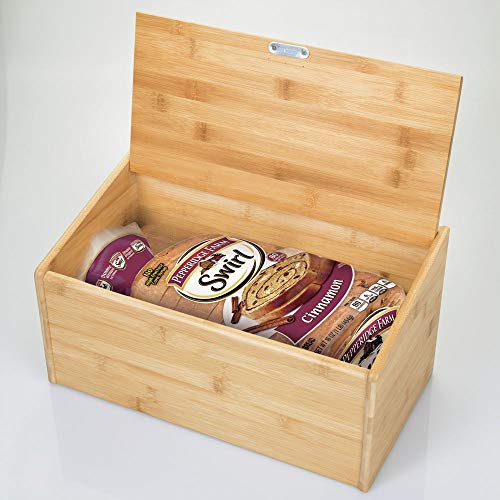 mDesign Panera de Madera – Caja de Pan con Tapa para Cierre hermético – Caja de almacenaje de Pan respetuosa con el Medio Ambiente y Elegante – Color Natural