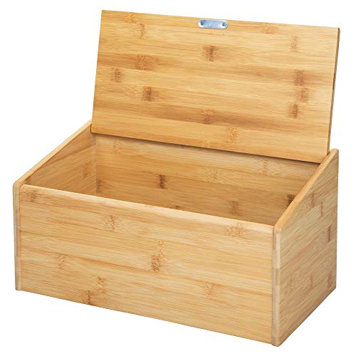 mDesign Panera de Madera – Caja de Pan con Tapa para Cierre hermético – Caja de almacenaje de Pan respetuosa con el Medio Ambiente y Elegante – Color Natural