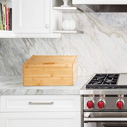 mDesign Panera de Madera – Caja de Pan con Tapa para Cierre hermético – Caja de almacenaje de Pan respetuosa con el Medio Ambiente y Elegante – Color Natural