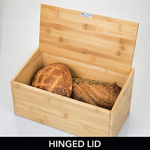 mDesign Panera de Madera – Caja de Pan con Tapa para Cierre hermético – Caja de almacenaje de Pan respetuosa con el Medio Ambiente y Elegante – Color Natural