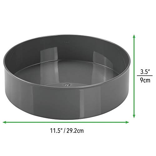 mDesign Plato giratorio para estantes de cocina – 29,2 cm de diámetro – Práctico soporte para especias para los armarios de la cocina – Especiero giratorio de plástico – gris antracita