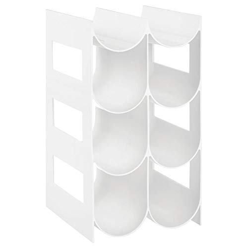 mDesign Práctico estante para botellas de vino – Botelleros para vino y otras bebidas para guardar hasta 8 unidades – Vinoteca de plástico de pie – blanco