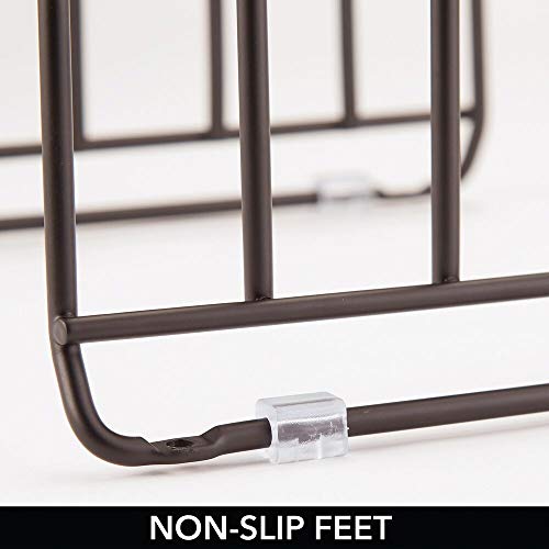 mDesign Soporte para bandejas de horno en metal – Compacto organizador de tapaderas para ahorrar espacio en armarios – Platero de cocina para guardar utensilios con 5 compartimentos – color bronce