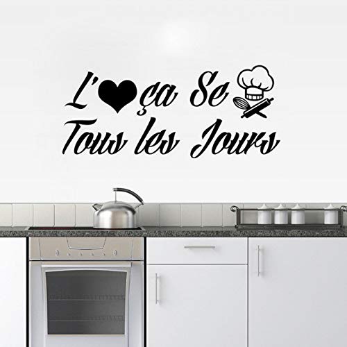 Me encanta cocinar en francés Cocina DIY Etiqueta de la pared Restaurante Arte Mural Decoración para el hogar Papel tapiz impermeable