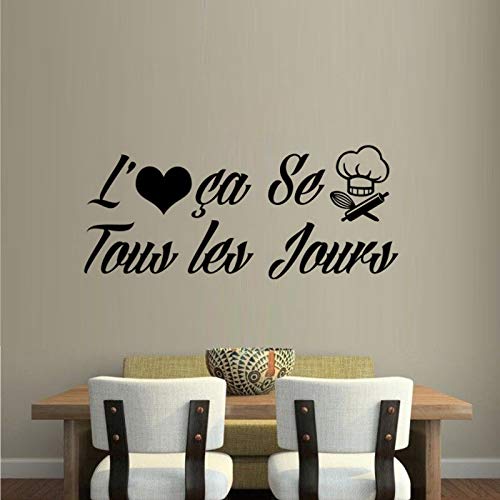 Me encanta cocinar en francés Cocina DIY Etiqueta de la pared Restaurante Arte Mural Decoración para el hogar Papel tapiz impermeable