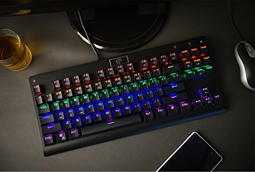 MechanicalEagle Z-77 Multicolor Retroiluminada Juegos de Teclado Mecánico 87 Teclas [QWERTY US-Layout] con Azul Switches (Negro)
