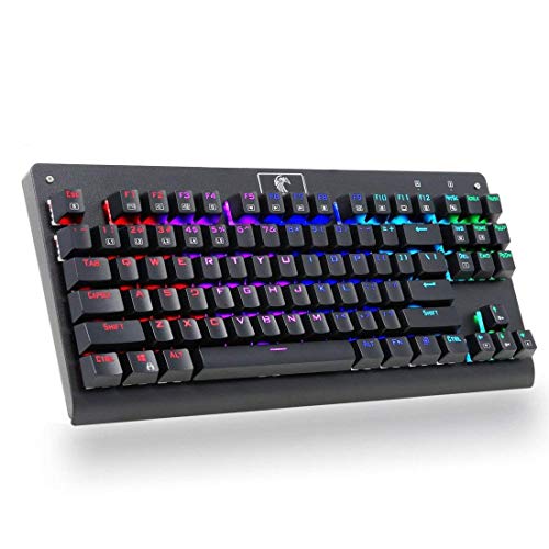 MechanicalEagle Z-77 Multicolor Retroiluminada Juegos de Teclado Mecánico 87 Teclas [QWERTY US-Layout] con Azul Switches (Negro)