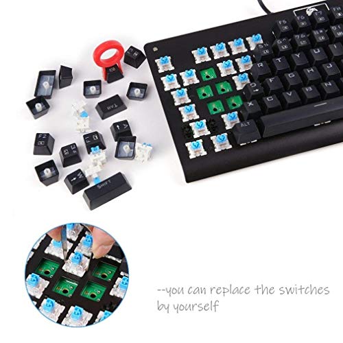MechanicalEagle Z-77 Multicolor Retroiluminada Juegos de Teclado Mecánico 87 Teclas [QWERTY US-Layout] con Azul Switches (Negro)
