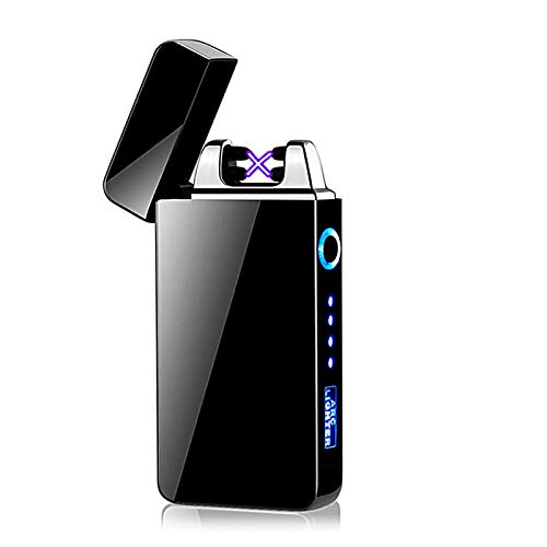 Mechero Eléctrico, KIPIDA Pantalla Táctil Mechero Doble Arco, USB Plasma Mechero con Indicador Batería, sin Llama Prueba de Viento Recargable Encendedor para Cocina, Velas,Cigarrillos, Regalo Hombre