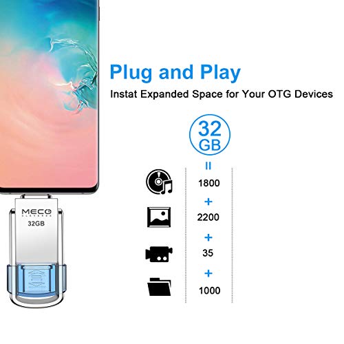 MECO ELEVERDE 32GB Pendrive 3.0 OTG USB Tipo C con Cubierta Protectora Memoria USB 32GB Flash Drive USB C Memory Stick Interfaz USB 3.1& 3.0 Compatible con Type C Samsung, iPhone Not Compatible