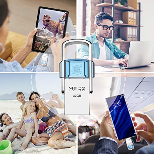 MECO ELEVERDE 32GB Pendrive 3.0 OTG USB Tipo C con Cubierta Protectora Memoria USB 32GB Flash Drive USB C Memory Stick Interfaz USB 3.1& 3.0 Compatible con Type C Samsung, iPhone Not Compatible