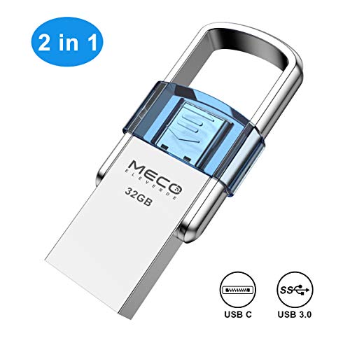 MECO ELEVERDE 32GB Pendrive 3.0 OTG USB Tipo C con Cubierta Protectora Memoria USB 32GB Flash Drive USB C Memory Stick Interfaz USB 3.1& 3.0 Compatible con Type C Samsung, iPhone Not Compatible