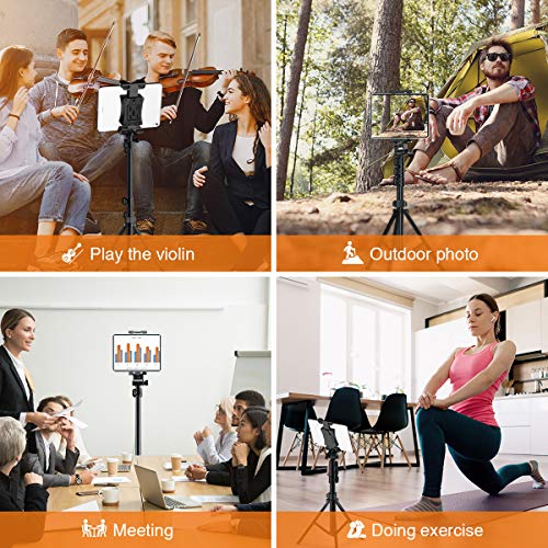 MECO Trípode Soporte Tablet Flexible ,Soporte de Pie Portátil para Tomar Fotos al Aire Libre, 4.7"-12.9"de Tabletas, iPad, Móvil, Kindle , Altura Ajustable & Multiángulo , Rotación 360°con Bolsa