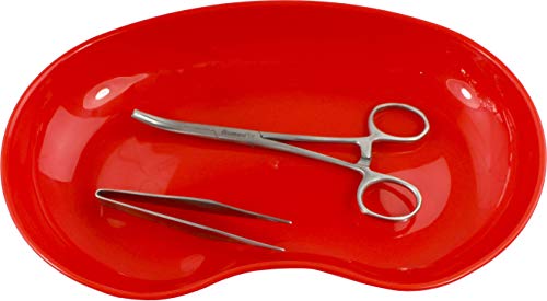 Medi-Inn – Cubeta para riñones de plástico, color rojo, 1 unidad, reutilizable, apta para alimentos, desinfectable, autoclave