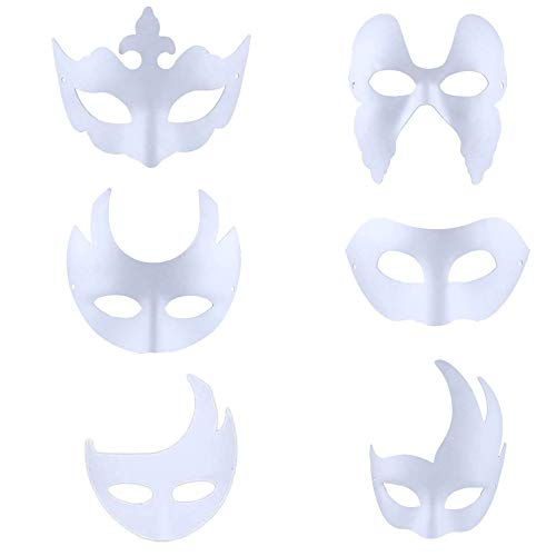 Media MáScara Pintada A Mano MáScara En Blanco MáScara De Papel MáScara Sin Pintar DecoracióN De Bricolaje Carnaval Veneciano Disfraz De Cosplay De Halloween Para NiñOs Mujeres Hombres 6 Piezas