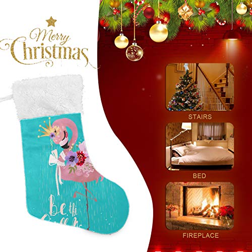 Medias de Navidad con diseño de corona de flamenco, personalizadas, 1 paquete de 45,7 cm, para colgar grandes medias de Navidad, decoraciones navideñas, regalo para fiestas de Navidad en familia