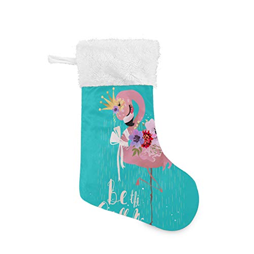 Medias de Navidad con diseño de corona de flamenco, personalizadas, 1 paquete de 45,7 cm, para colgar grandes medias de Navidad, decoraciones navideñas, regalo para fiestas de Navidad en familia