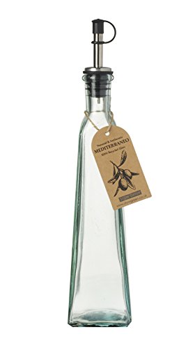 Mediterraneo - Botellas de vinagre de cristal reciclado con boquilla para verter, vidrio, Verde, 350 ml