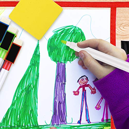 Meetory - 10 fundas de borrado en seco reutilizables de 25,5 x 35 cm, 10 colores, con 10 soportes para rotuladores, 10 gomas de borrar y 2 anillas metálicas