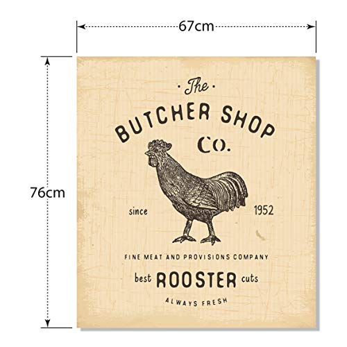 MEGADECOR Vinilo Decorativo para Lavavajillas, Medidas Estandar 67 cm x 76 cm, Carnicería Emblema Vintage Gallo Productos Cárnicos