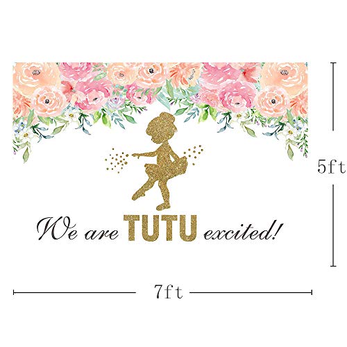 Mehofoto - Pancarta de fondo para fiesta de cumpleaños con diseño de tutú, bailarina y bailarina, color rosa y dorado con purpurina para decoración de tartas de 7 x 5 pies