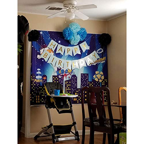 Mehofoto superhéroe telón de fondo 7x5ft paisaje urbano dibujos animados edificios altos telones de fondo de fotos sin fisuras para niños fiesta fotografía fondo