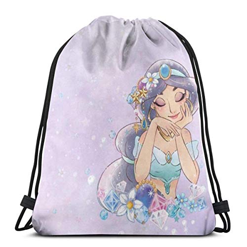 Mei-shop Bolso clásico con cordón: Elegante Princesa Jasmine, Mochila para Gimnasio, Bolsos de Hombro, Bolsa de Almacenamiento Deportiva para Hombre, Mujer