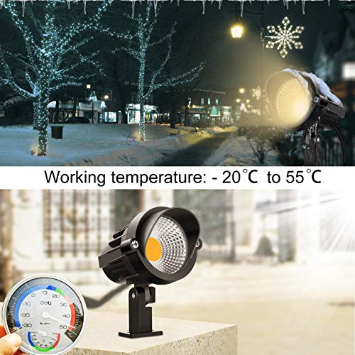MEIKEE 2PCS Foco Proyector Exterior 7W LED Lámpara de Césped con Espica Impermeable IP66 Focos de Jardín con Pincho 800lm Blanco Cálido Luz de Jardín Suelo Caminos Paisajes Decoración(85V-265V)