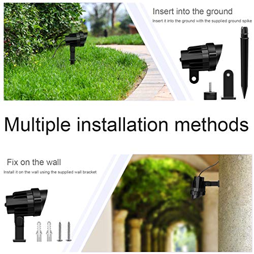 MEIKEE 2PCS Foco Proyector Exterior 7W LED Lámpara de Césped con Espica Impermeable IP66 Focos de Jardín con Pincho 800lm Blanco Cálido Luz de Jardín Suelo Caminos Paisajes Decoración(85V-265V)