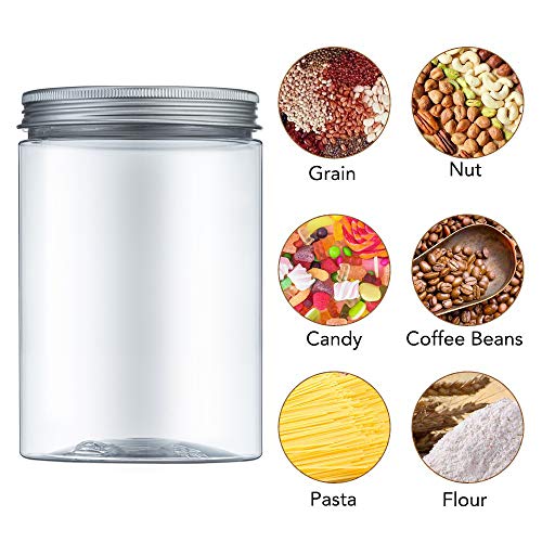 MEIXI 8 Pieza Transparente Botes Cocina, Recipientes Slime, Contenedor Alimentos, Tarro Plastico con Tapa de Metal Atornillable (3.6L)