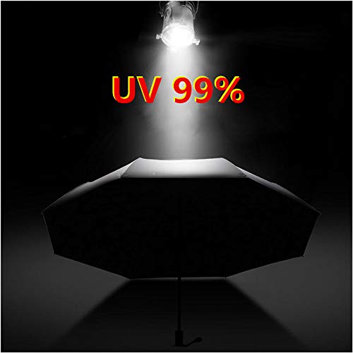 Meiyijia Paraguas Plegable, Mini Paragua,Paraguas Ultraligero, (99% UV Resistencia &100% Impermeable) Doble-Uso Paraguas Del Sol/Lluvia, Conveniente para Viajes（Flor de cerezo Negro Expandir 96cm）