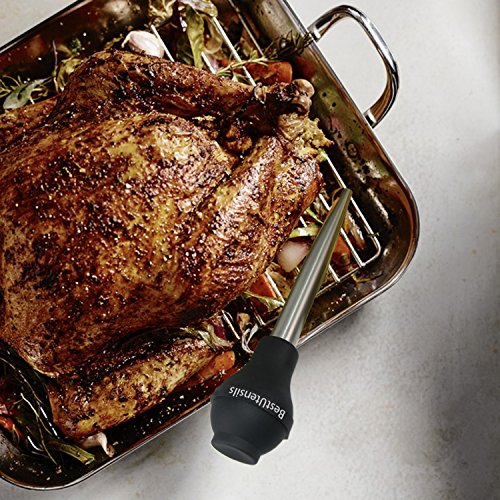 Mejor Calidad de jeringa de cocina utensilios de cocina acero inoxidable Turquía Commerical grado LFGB silicona bombilla incluida adobo inyector aguja y cepillo para fácil limpieza
