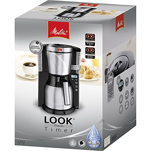 Melitta Look IV Therm Timer Cafetera de Filtro con Jarra Isotérmica, 1000 W, 1.25 litros, Blanco