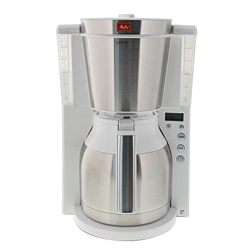 Melitta Look IV Therm Timer Cafetera de Filtro con Jarra Isotérmica, 1000 W, 1.25 litros, Blanco