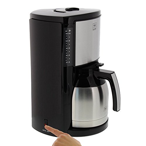 Melitta Look Therm Cafetera de Filtro con Jarra isotérmica, Selector de Aroma, Capacidad 10 Tazas (125 ml), Negro/Acero Inoxidable