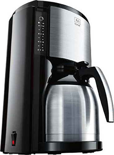 Melitta Look Therm Cafetera de Filtro con Jarra isotérmica, Selector de Aroma, Capacidad 10 Tazas (125 ml), Negro/Acero Inoxidable