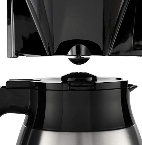 Melitta Look V Therm 1025-18, Cafetera de Goteo con Función Temporizador, Jarra Térmica, Protección Antical, Depósito Extraíble, 1,37 Litros, Negro