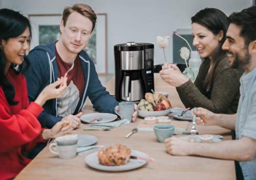 Melitta Look V Therm 1025-18, Cafetera de Goteo con Función Temporizador, Jarra Térmica, Protección Antical, Depósito Extraíble, 1,37 Litros, Negro