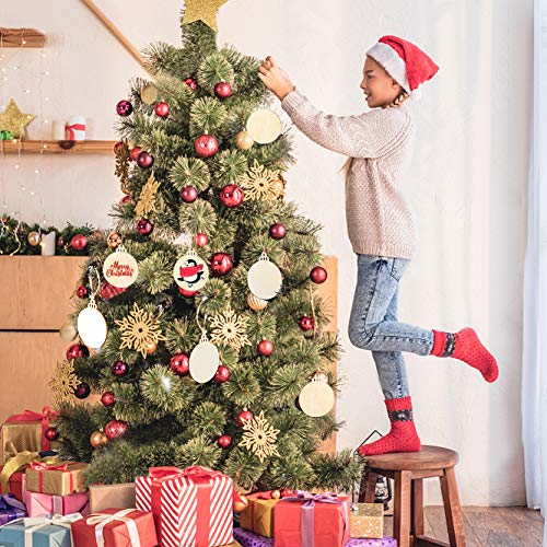 MELLIEX 40pcs Rodajas de Madera de Navidad, Círculos Rodajas de Madera Manualidades Bricolaje Artesanías Decoraciones para el Hogar del árbol de Navidad
