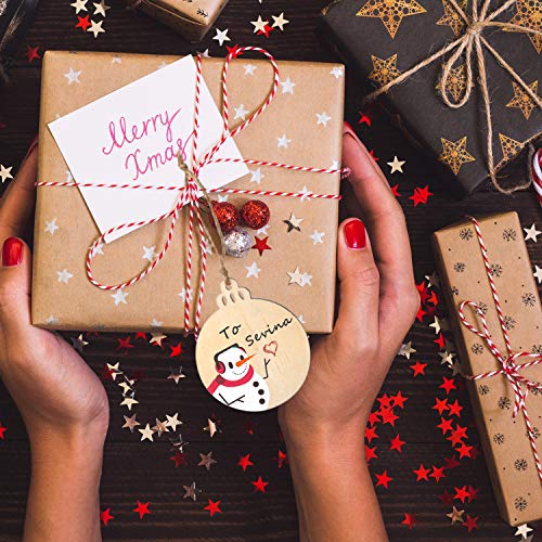 MELLIEX 40pcs Rodajas de Madera de Navidad, Círculos Rodajas de Madera Manualidades Bricolaje Artesanías Decoraciones para el Hogar del árbol de Navidad