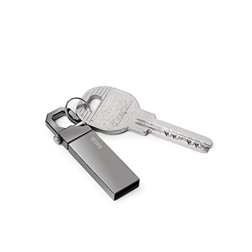Memorias USB 64 GB, Mini Pendrive 64GB USB Stick Impermeable Metal Unidad Flash 64 GB con Llavero Colgante para Almacenamiento de Datos Externo