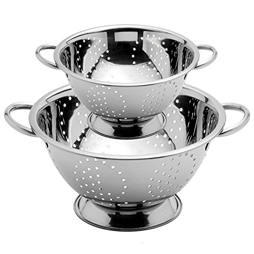 Menax - Escurridor de Cocina con Pie - Acero Inoxidable - Set de 2 - Ø 18 y 24 cm
