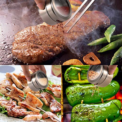 Mengger tarro de la especia Magnética Botes Condimentos Acero Inoxidable de Almacenamiento Salsa Cocina por Refrigerador Ideal para Sal Pimienta Hierbas 10 contenedores + 3 Cepillo Especias Bote